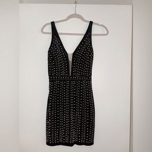 Black Velvet Beaded Mini Dresss
